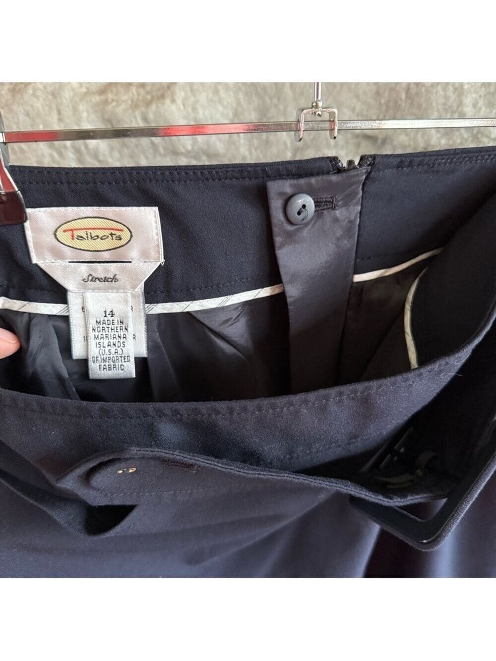 Talbots Navy Belted Pencil Skirt size 14 - Picture 3 of 8